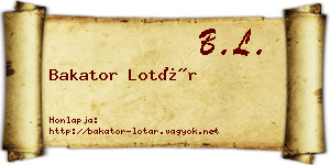 Bakator Lotár névjegykártya